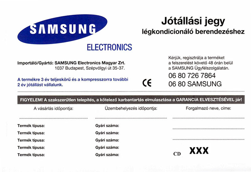 Samsung Kl&iacute;ma Magyar forgalmaz&oacute;